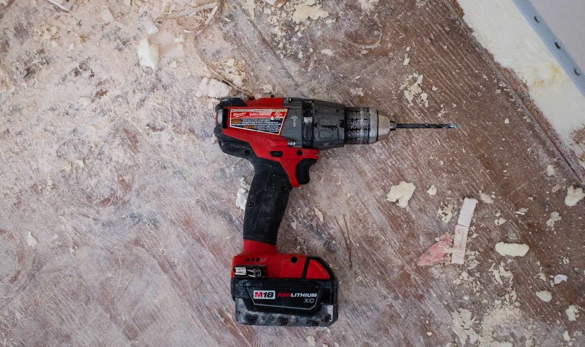 Well-used trade tools on a workbench